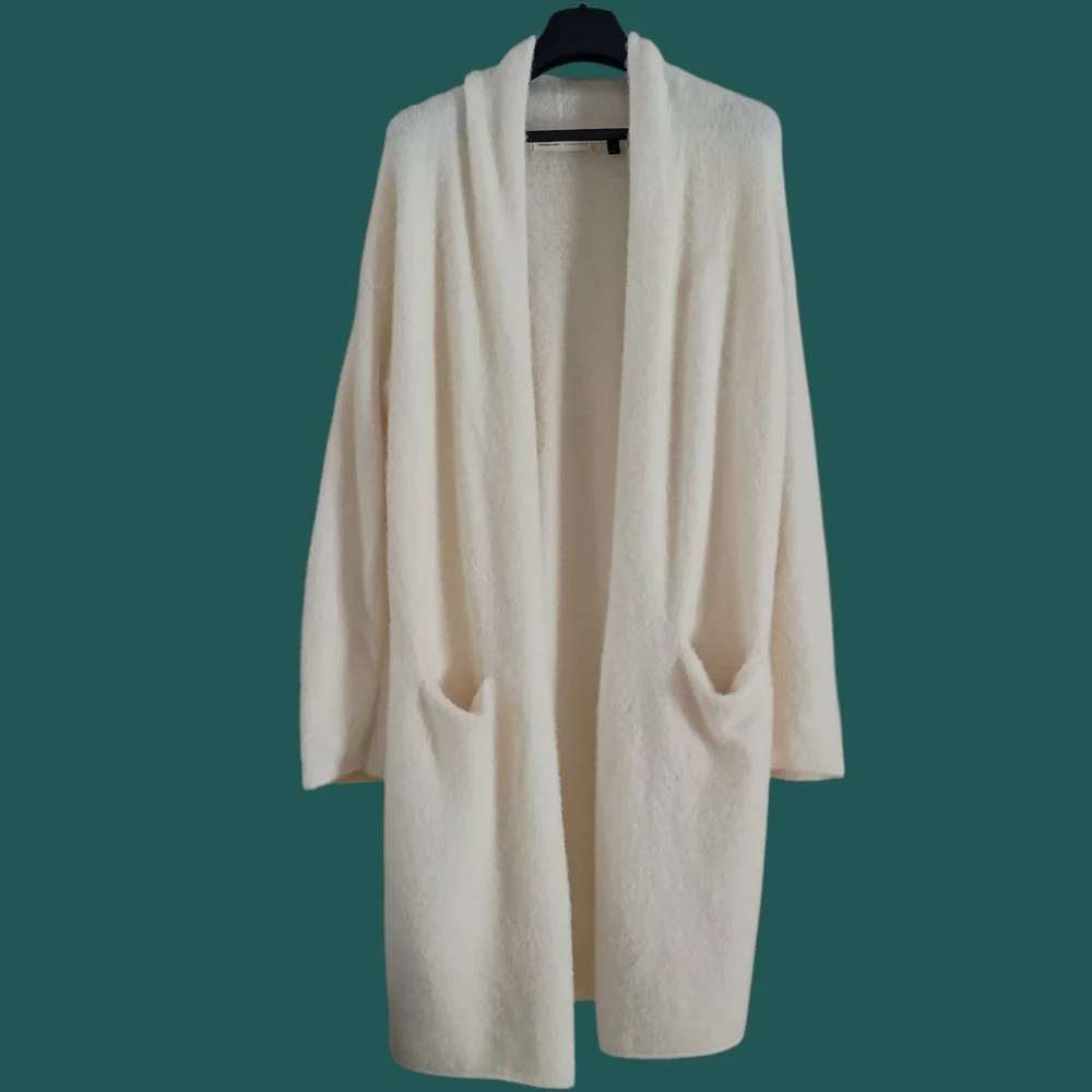 Anthropologie Sleeping On Snow open-front cardigan in cream medium VGUC - Picture 5 of 11